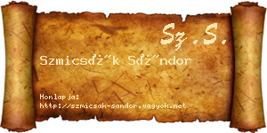 Szmicsák Sándor névjegykártya